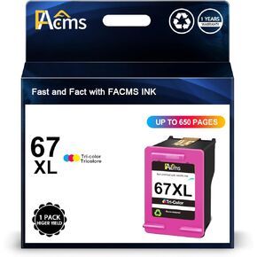 67XL Color High-Wield Ink Cartridge Presentive for HP 67XL 67 XL 67XXL COLOR for Deskjet 2700E 2755E 2755 4155E 4155 Envy Pro 6452 6458 6475 ؛ Envy 6055 6055e 6400 6455e Printers (1 Tri-Color)