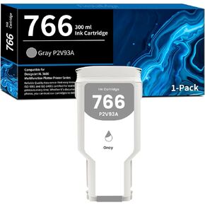766 Ink Cartridge P2V93A Gray Ink 300ml 1-Pack Replacement for HP 766 Ink for DesignJet XL 3600 Printer Ink, 766 P2V93A Gray Ink