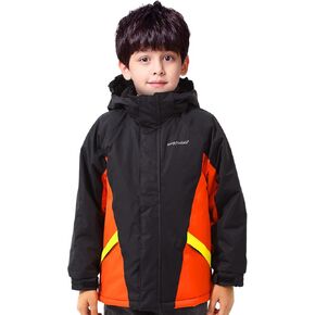 Boy's Waterproof Ski Jacket,Kids Warm Winter Snow Coat,Hooded Fleece Outwear,Windproof RainCoat