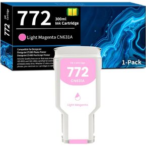 772 Light Magenta 300ml CN631A Ink Cartridge Replacement for HP 772 CN631A Ink for DesignJet Z5200 Z5400 Printer Ink, 1 Pack