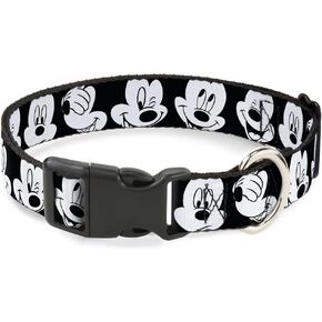 Buckle-Down Breakaway Cat Collar - Mickey Mouse Expressions CLOSE-UP Black/White - 1/2" Wide - Fits 8-12" Neck - Medium