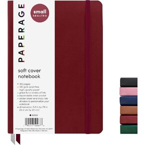 PAPERAGE Softcover Lined Journal Notebook (Burgundy), 176 Pages, College Ruled Notebook, Small 5.6 inches x 7.9 inches - 100 GSM Thick Premium Paper