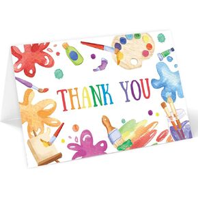 24 Pack Art Thank You Card Watercolor Pigment Note Cards with Envelopes Stickers Colorful Greeting Blank Cards for Birthday Baby Shower