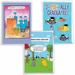 NobleWorks Assortment Pack of 3 Hilarious Graduation Greeting Cards (Graduate) with Envelopes (3 Designs, 1 Each) Caps Off VC10380GDG-C1x3