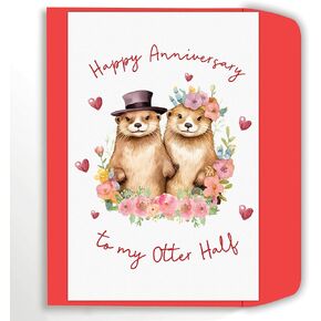 Cute Otter Birthday Card Gifts for Women Men, Happy Birthday To My Otter Half Card, Funny Birthday Gifts for Boyfriend Girlfriend, Sweet Husband Birthday Card from Wife 5x7 inches