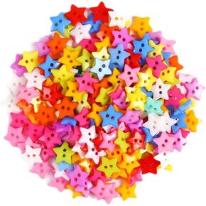 100pcs أزرار النجوم الملونة ، أزرار خياطة النجوم مع فتحين ، أزرار النجوم الصغيرة للحرف ، زر الديكور للحرف الفنية DIF ، أزرار خياطة ملابس الخياطة وأزرار الخياطة واللوازم
