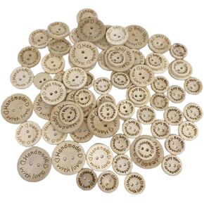 Wepetyo 300 Pcs Wooden Handmade Buttons,Wood Buttons Made with Love for Sewing Clothing Accessories,DIY Crafting Projects Decorations(20mm,15mm,25mm)