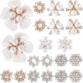14 PCS Pearl Flowertons Vintage Crystal Rhinestone Brouches الزفاف تزيين مجوهرات للنساء