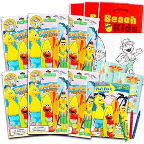 Sesame Street Elmo Ultimate Party Party for Toddlers Kids Bundle - 6 مجموعات مع ملصقات وكتب تلوين وألوان تلوين (لوازم الحفلات)