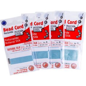 Griffin Bead Cord 100 ٪ Natural White Silk Lindsment ( #2 - #4 - #6 - #8) تتضمن كل بطاقة إبرة متطورة.