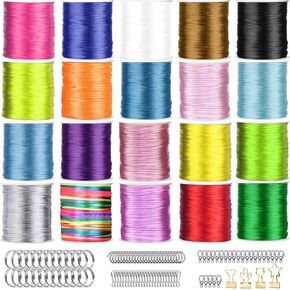 Nylon String for Bracelets, 25 Colors 1125 Yards Thread Cord String, 0.8 mm Nylon Cord for Jewelry Making,104 pcs Braided Rope Accessories for DIY Bracelet,Necklaces,Keychain,Tassels and Craft