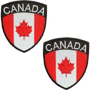 2 PCS Canada Shield Flag Patch Patch Embroedique Thebique On Sew on Canadiens Maple Leaf Shield Patch National Emblem Patch for Juets Jersey Riker Soccer Cofcer Artifor