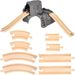 11 PCS TUNNEL TRAIN TRACK TRATIONISIONS Simulation Train Tunnel Tunnel Wooden Railway Track for Kids Train Toy Dailway Scenway Model Fild Form
