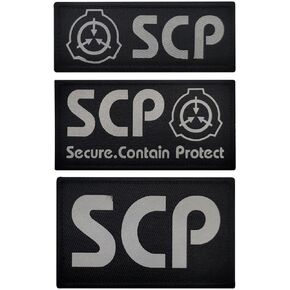 5PCS SCP Patch, Special Containment Procedures Foundation Infrared Reflective Patch, Tactical Military Badges Embroidered Sew On Morale Applique with Hook and Loop Patch (5PCS)