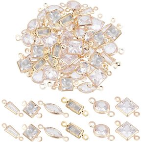 nbeads 60 pcs 6 أنماط سحر Zirconia Zirconia cubic ، سحر نحاس Micro Pave Zirconia صافٍ ، وروابط زركونيا مكعب ، وموصلات بيضاوية مربعة العين مربعة.