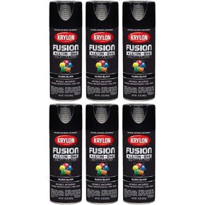 Krylon 6-Pack of 12 oz K02732007 Black Fusion All-In-One Paint & Primer Spray Paint, Satin