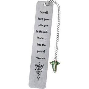 1PC Fantasy Longmark Gift Set - إشارات معدنية مع قلادة Elvish Leaf ، سحر السيف ونقش Evenstar ، ونقلت ملحمة المجوهرات المنحوتة لمحبي الكتب ، هدايا الأوساط الأكاديمية المظلمة للقراء (الحلقة السحرية)