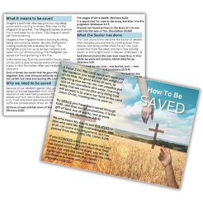 Gospel Tract How To Be Saved 100pk 5x7" Flyer Wallet Folds to 5x3.5" Door Knocking Soul Winning Roman Road Handout Evangelist Instruction Guide to Heaven