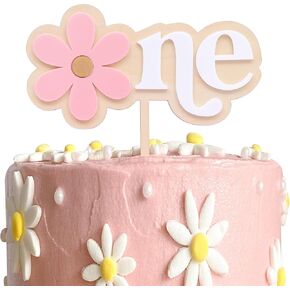 Pink Daisy Wooden Cake Topper - زهرة زهرة عيد ميلاد حلوة واحدة ، بوهيمية ديزي 1 ، كعكة عيد الميلاد الأولى ، الدعامة ، ديزي ديزي ، ديزي ، عيد ميلاد ،