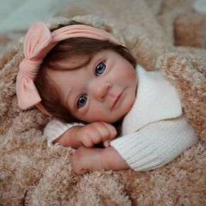 Mire & Mire Lifelike Reborn Baby Dolls - 17-Inch Girls Blue Eyes & Curls Newborn Baby Dolls Weighted Soft Cloth Body with Doll Accessories