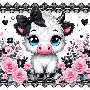 مجموعات الفنون الماس Croshom للبالغين ، ومجموعات الطلاء الماس للبالغين ، 5D DIY GEM Arts Craft Kits ، Highland Cow Cow Cloy Drill Diamonds Round Dots Picture Picture for Gifts Home Wall Decor 14 "× 14"