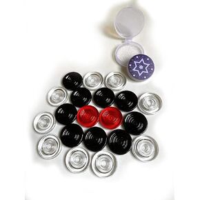 Annafi® Carrom Coin مصنوعة من Crystal Look PVC. مجموعة كاملة من 24 عملات COINS PVC جذابة + 1 مجموعة COROM CARROM COROM COINS | يمكن استخدامها في الداما (العملات المعدنية البلورية)