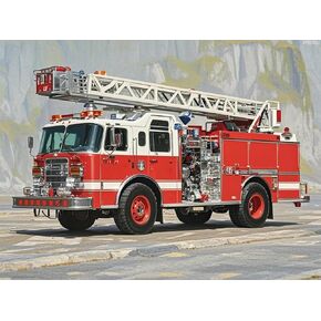 IPISSOI Fire Engine Truck Diamond Art 5D Diamond Painting DIY Kits Full Round Drill Bead Rhinestones by Number Stitch Embroidery Arts and Crafts for Living Room Bedroom Home Wall Decor 12x16 inch