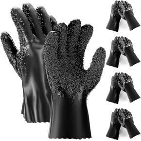 4 Pairs Sewer Gloves Non Slip and Reusable PVC Gloves Abrasion Resistant Drain Cleaning Gloves Waterproof Safety Plumbing Snake Gloves for Men Women Plumber Tools (Brown)