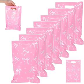 50 PCS Pink Bow Plastic Gift Facs ، Final Candy Facs ، Favors Boy Party Favors ، حقيبة هدايا لمستلزمات حفلات المشاركة الزفاف