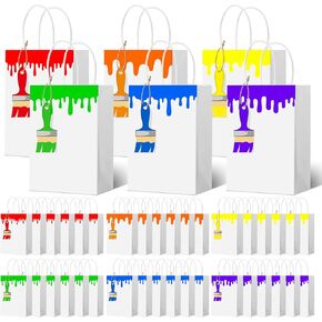 Dianelhall 36 Set Art Paint Party Favor Bags with Faintbrush Tags Colorful Paint Paper Paper Gift Treat