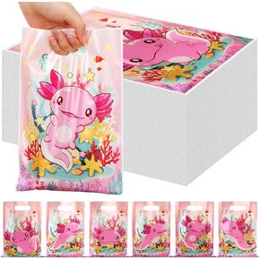 Kolldenn 120 PCS AXOLOTL Party Fies Fies Plastic Treat Treat Goodi Goil Acts Bealk Plink Promipian Animals Party Favors with Die Cut Bandles for Oxolotl party party party baby shimersupplies