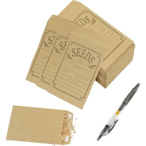 100pcs مظاريف البذور ، حزم بذور لاصقة ذاتية مع قلم ، مظاريف بذرة الورق ، منظم تخزين البذور ، مظاريف صغيرة أكياس البذور لمجموعة البذور الخضار 3.1 '× 4.7' '