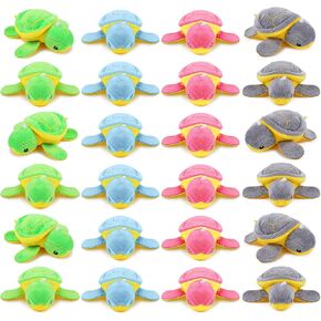 Hydren 24 pcs سلحفاة صغيرة محشوة لعبة Soft Sea Turtle Animal Plush Toys رائعتين محشوة بالحيوانات الزخرفة لحفلة عيد ميلاد شاطئ المحيط (نمط حي)
