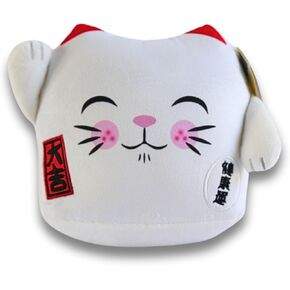 Maneki Neko Lucky Cat المسؤول 8 "أفخم ، لطيف محشو بالحيوان أنيمي اللوحات القطة ، ألوان بيضاء القط أفخم ، أفلام محظوظة القطة التي تلوح بالذراع. ديكور ياباني كاواي.