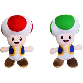 Yocosii (2 Pack) Mushroom Toad Plush ، لعبة لطيفة محشوة ، عيد الميلاد ، هدية عيد ميلاد - 8 "， الأحمر والأخضر