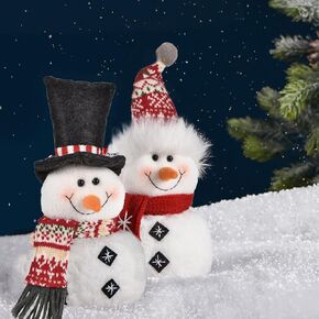 WorldeCo1 زوج عيد الميلاد الثلج 2024 ديكورات داخلية ، دمية متحركة من XMAS Simmative-Plush-Contible ، قبعة مدببة قابلة للتعديل ، حلي عطلة منزلية 2 PCS 9.4 بوصة