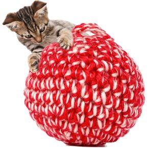 JAYU PET Red Cat Ball [W/Bell Version] - Catnip Inside Cat Toy, Handmade Silvervine Ball Toys, Cat Toys for Indoor Cats, Interactive Cat Ball Toy, Feline Kitten Toys, Cat Gifts (2.7 in, 7cm)