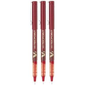 Pilot BX V7 Red Hi-Tecpoint Fine Rollerball Pen 0.7mm Nib Tip 0.5mm Line Width (Pack Of 3)