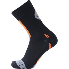 Mens Waterproof Cycling Socks,Lightweight Water Resistant Cushioned Breathable Coolmax Anti-Odor Fishing Hunting Wading Socks as Rain Gear 1 Pair (Black,Large)