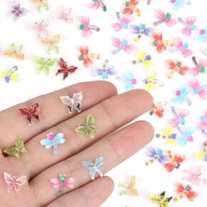 Giantree 100 PCS الفراشات الراتنج الدقيقة والروس اليعسوب ل DIY Craft ، مصغرة الفراشات الصغيرة Dragonflies Dollhous