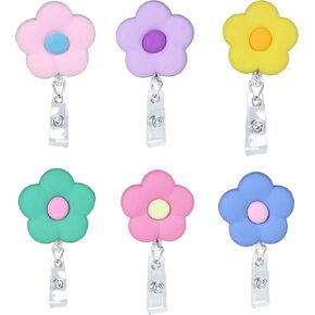 6Pcs Cute Colorful Badge Holders with 24 inch Retractable Cord and Clip