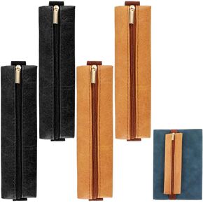 4pcs Journal Pen Holder ، PU Leather Salastic Pen Pens for Notebook ، Pouch Sleeve Pous القابل للتعديل والمتينة لمخططي دفاتر و Book ، Black & Brown