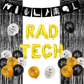 Radiologist Graduation Decorations Radiology Banner Garland Congrats Balloon RAD TECH Balloon Banner Black and Gold X-ray Radiology Tech Graduation Decors Radiology Student Medical Graduation Supplies