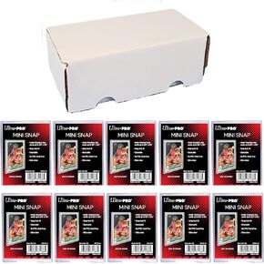 400 Count Cardboard Card Storage Box + 10 Ultra Pro Mini Snaps - Perfect for Baseball, Football, Basketball Cards & Collectible Gaming & TCG
