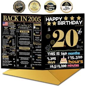 بطاقة عيد ميلاد Joycard الحادية والعشرين مع مظروف ، ديكورات عيد ميلاد الحادي والعشرين لها ، هدايا عيد الميلاد الحادية والعشرين لابنته ابن ، بطاقات عيد ميلاد سعيد لحفيد الحفيدات البالغة من العمر 21 عامًا ، في عام 2004