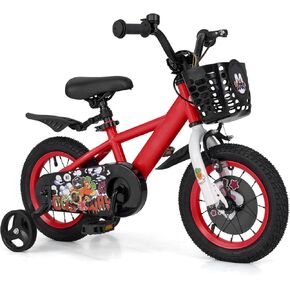 Baby Joy Rabbit Pilot Sporty Kids Bike ، 12 14 16 18 inch Child Bike لمدة 3-8 سنوات مع ارتفاع قابل للتعديل ، عجلات التدريب ، سلة التخزين ، فرملة اليد والفرامل كوستر ، دراجة للأطفال للفتيان الفتيات