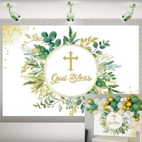 Greenery God Bass Backdrop 7x5ft أول شركة للتواصل معمودية ديكورات الخلفية