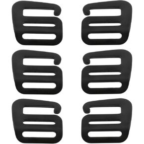 6pcs مقاطع مشبك حزام الحزام في الهواء الطلق مشبك الموجة المعدنية السوداء مشبك انزلاق لربط الألومنيوم g من حزام الظهر (3 يسار +3 يمين) اليمين)