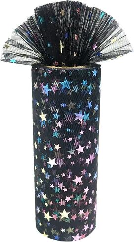 Dadaxie Shiny Stars Glitter Tulle Rolls 6 × 10 ياردة (30 قدمًا) لون Shimmer أبيض لجدول عداء كرسي Sash Bow Doll Tutu Skirt Sewing Craft Gift Supplies (White) in Kuwait