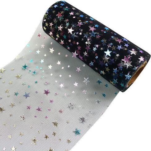 Dadaxie Shiny Stars Glitter Tulle Rolls 6 × 10 ياردة (30 قدمًا) لون Shimmer أبيض لجدول عداء كرسي Sash Bow Doll Tutu Skirt Sewing Craft Gift Supplies (White) in Kuwait